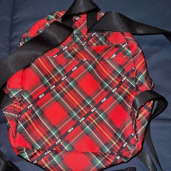 Victoria’s Secret PINK red plaid flannel small mini backpack bag - Picture 2 of 4